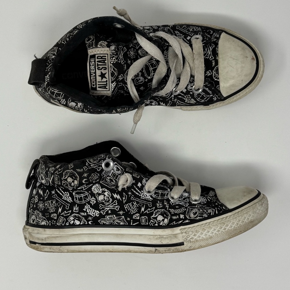 Converse Rock’n’Roll Drum Sneakers, juniors 2, punk, skater, music,‎ band, skull
